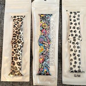 Laffav Set of 3 Apple Watch Straps Size 38/40/41MM S/M Paw, Leopard & Jellyfish